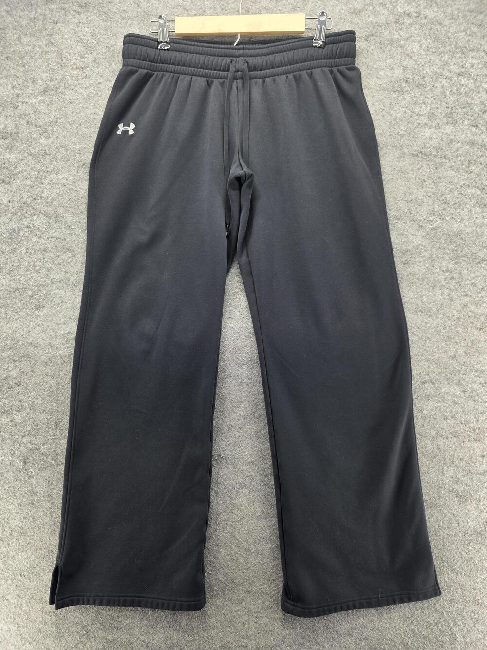 Under Armour Pants Mens L Black Sweatpants Fleece Elastic Waist Pockets